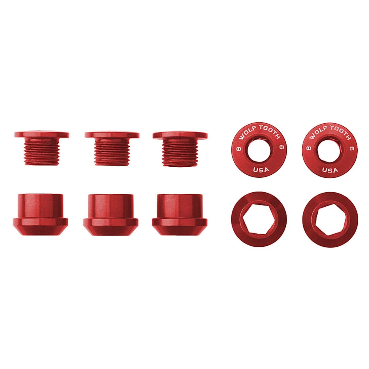 Kit 5 Schroeven en Ingepotte Moeren M8x6 mm WOLF TOOTH 1X Rood