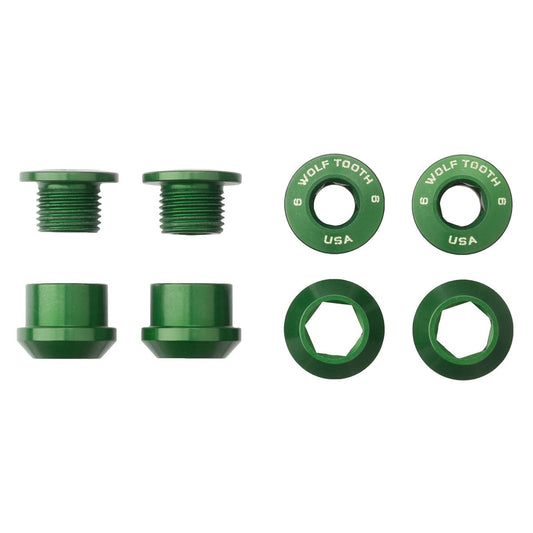WOLF TOOTH M8x6 mm Chimney Bolts and Nuts Kit 4pcs 1X Drivetrain Green