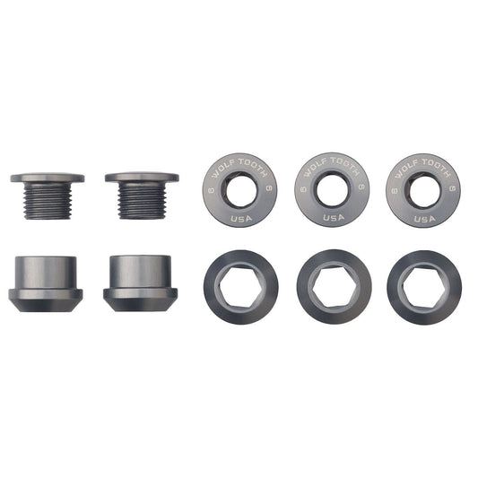 Kit 5 ruuvia ja upotettua mutteria M8x6 mm WOLF TOOTH 1X harmaa