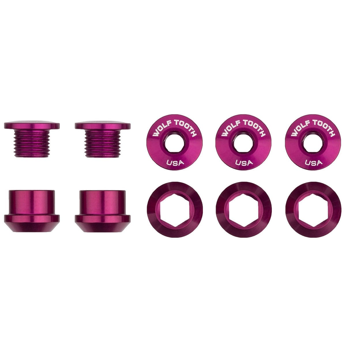 Kit 5 Schroeven en Gekerfde Moeren M8x6 mm WOLF TOOTH 1X Paars