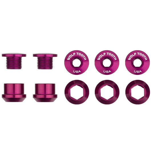 Kit 5 ruuvia ja savupiippumutteria M8x6 mm WOLF TOOTH 1X violetti