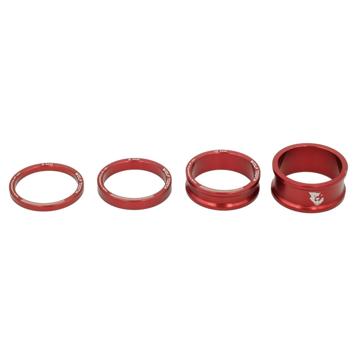 WOLF TOOTH Aluminium Headset Spacer Kit 4 pieces 1"1/8 Red