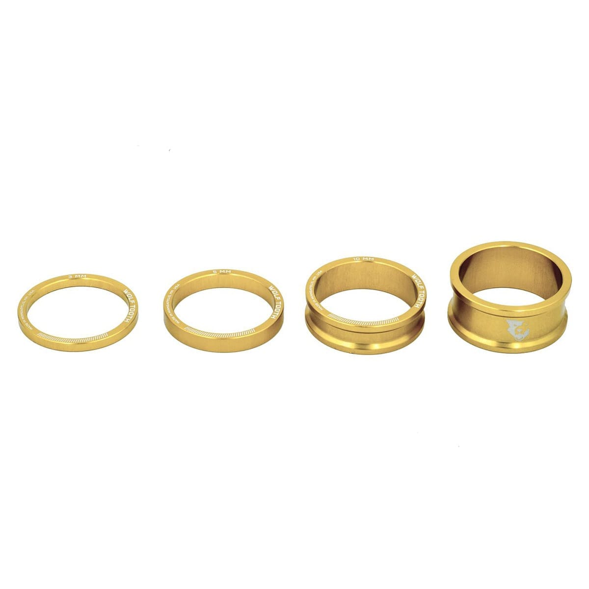 Sæt med styreafstandsstykker WOLF TOOTH Aluminium 4 stk. 1"1/8 Guld