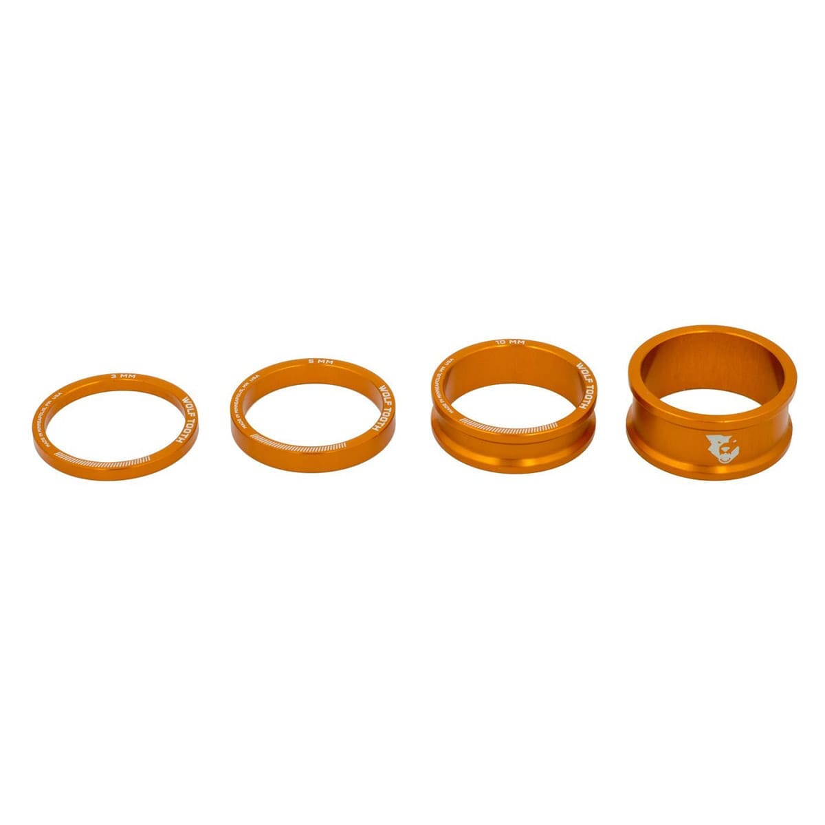 WOLF TOOTH Aluminium Headset Spacer Kit 4 pieces 1"1/8 Orange