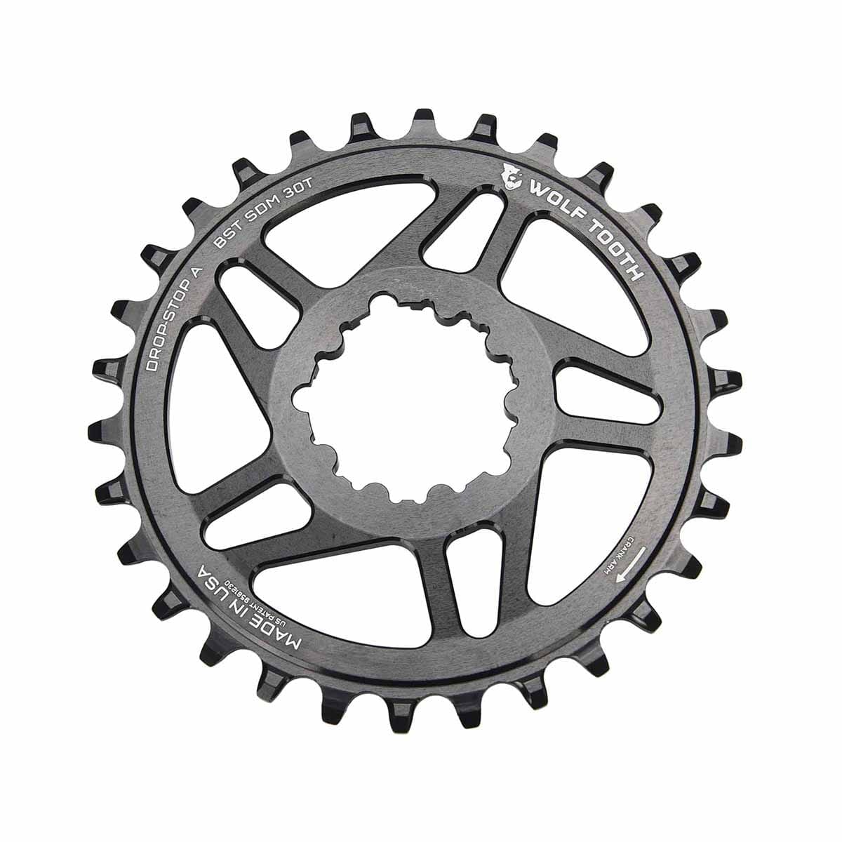 Enkelt kædeblad WOLF TOOTH BOOST 10/11/12V Sram Direct Mount Offset 3mm Sort