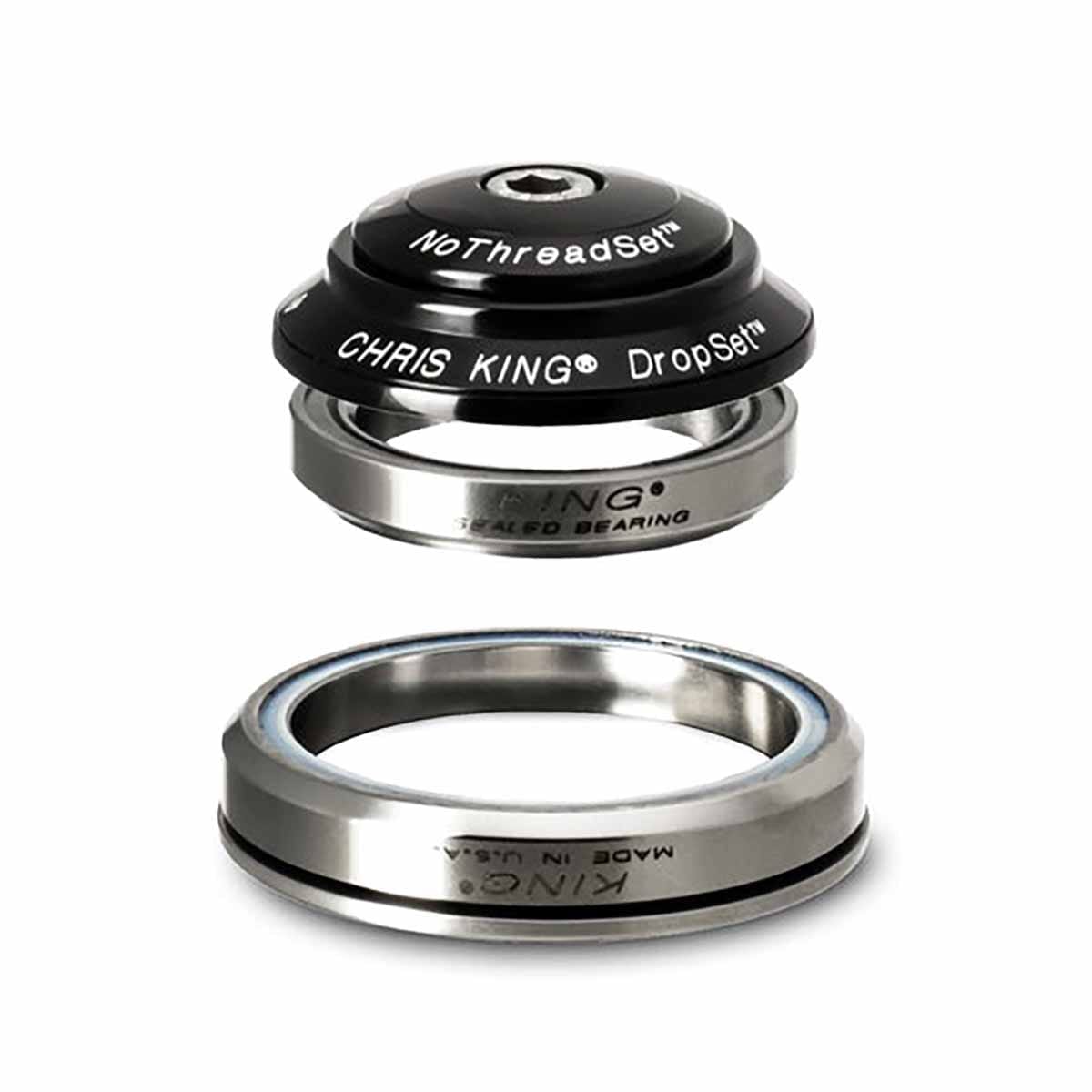 CHRIS KING DROPSET 2 1"1/8-1.5" IS42/IS52 45° Ceramic Integrated Headset Black