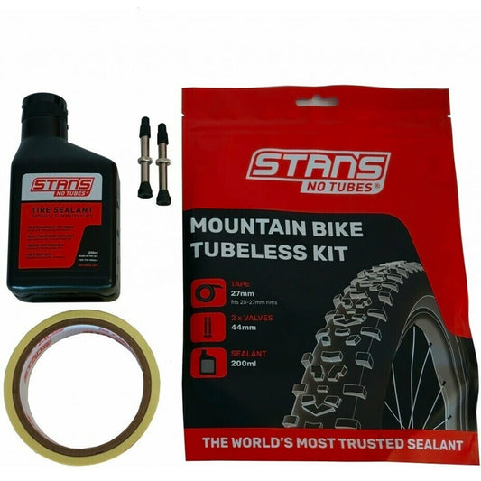 STAN'S NOTUBES ALL MOUNTAIN 27 mm Tubeless-setti Venttiilit 44 mm + Ennaltaehkäisevä Neste (200 ml)