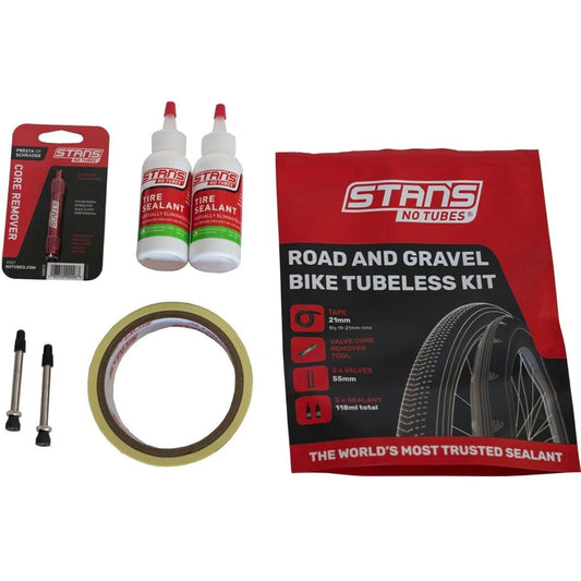 STAN'S NOTUBES ROAD 21 mm Tubeless-setti Venttiilit 55 mm + Ennaltaehkäisevä Neste (59 ml)