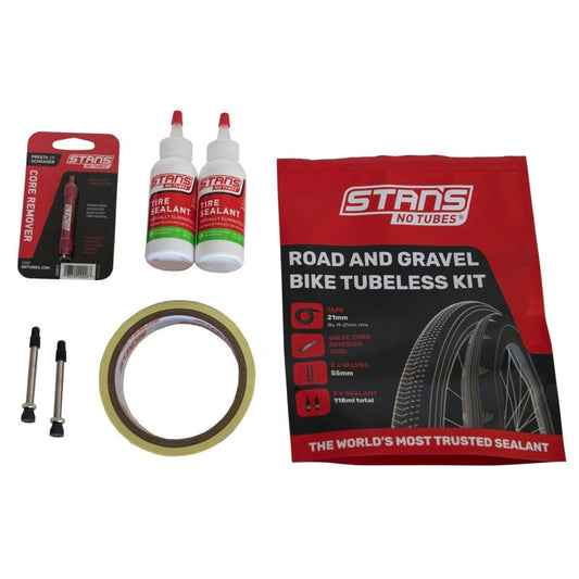 STAN'S NOTUBES ROAD 25 mm Tubeless-sarja Venttiilit 55 mm + Ennaltaehkäisevä Neste (59 ml)