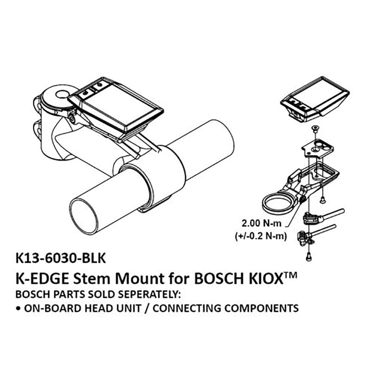 Forskudt holder til BOSCH E-BIKE KEDGE computer Sort