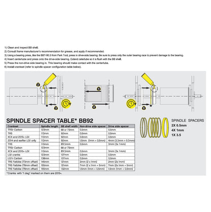 Boîtier de Pédalier E-THIRTEEN BB92 Axe 24 mm Press-Fit