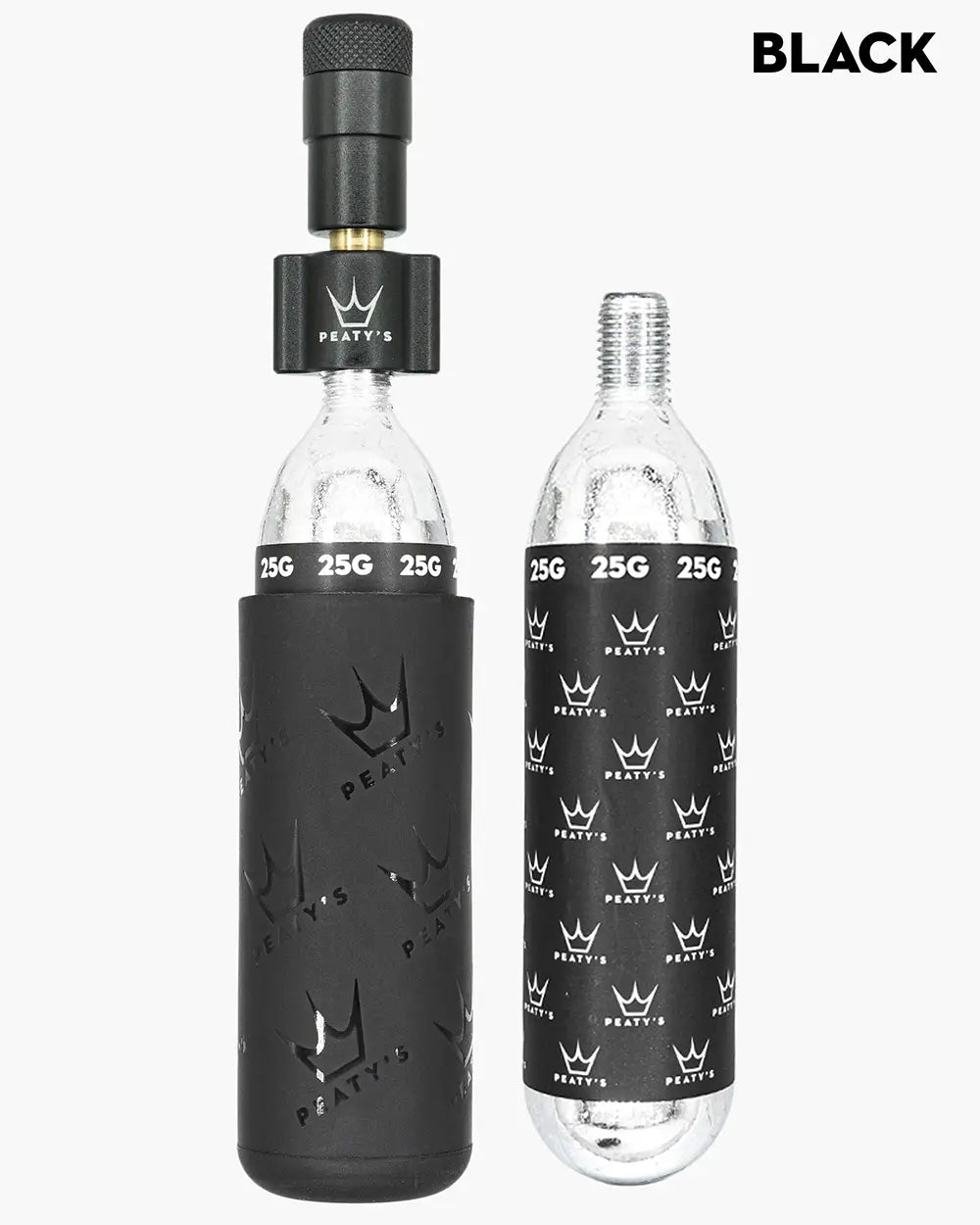 PEATY'S HOLESHOT ROAD/GRAVEL CO2 Inflator + 2 Threaded CO2 Cartridges 16g Black