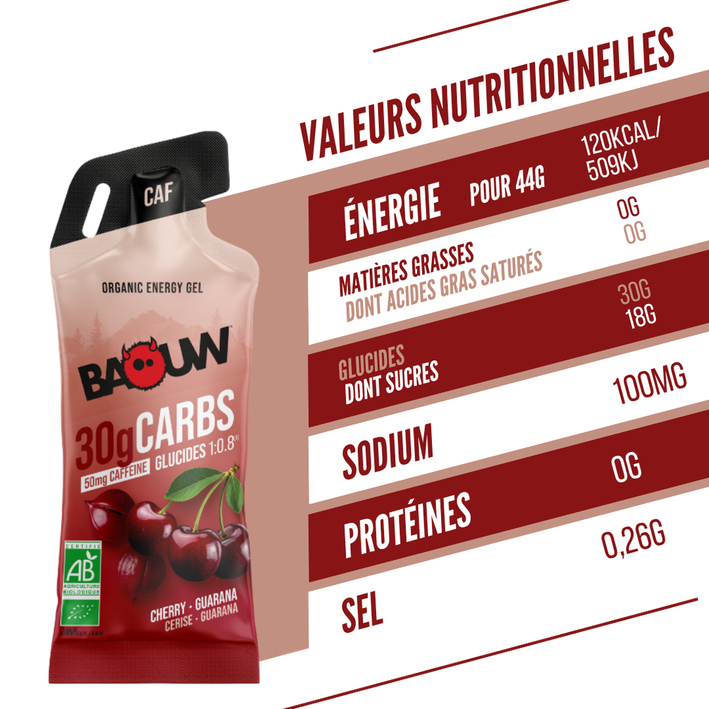 BAOUW Cherry/Guarana/Caffeinated Energy Gel (44g)