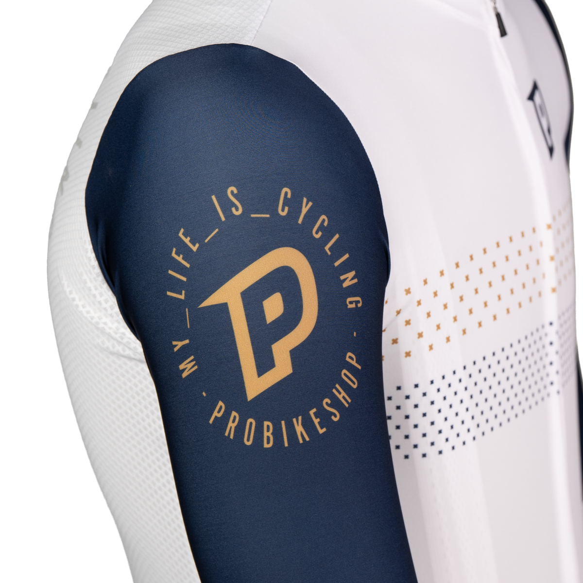 PROBIKESHOP By CHEF DE FILE Short Sleeve Jersey Navy/White