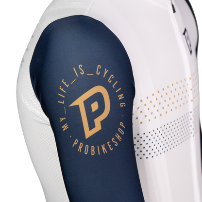 PROBIKESHOP By CHEF DE FILE Short Sleeve Jersey Navy/White
