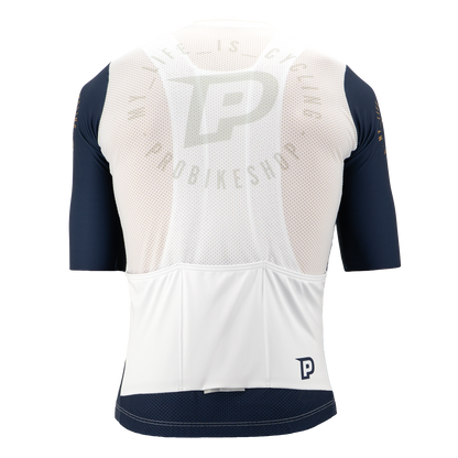 PROBIKESHOP By CHEF DE FILE Short Sleeve Jersey Navy/White