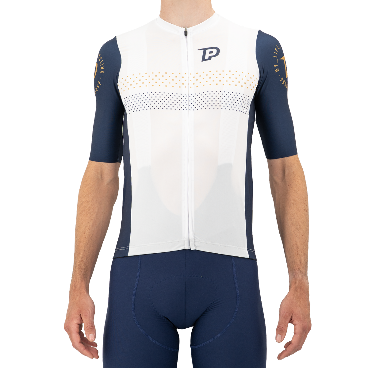 PROBIKESHOP By CHEF DE FILE Short Sleeve Jersey Navy/White