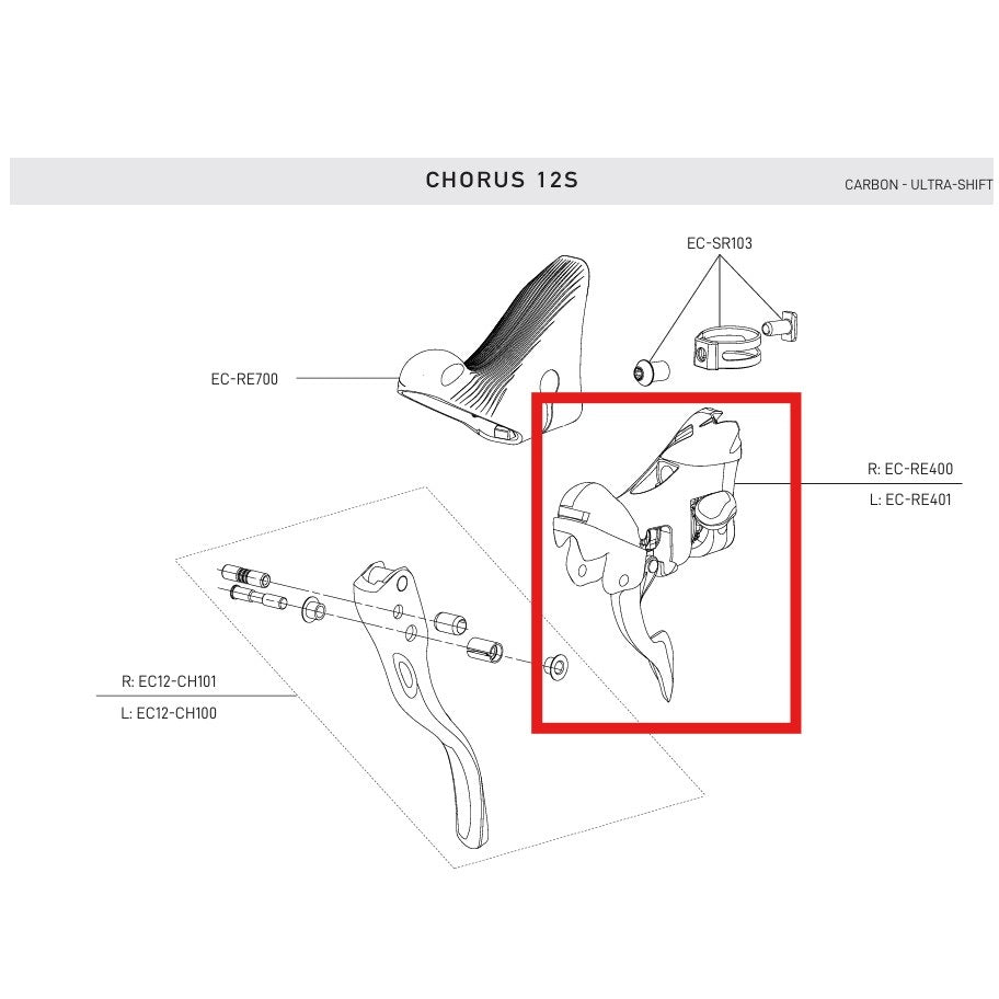 Left Lever Body CAMPAGNOLO RECORD / CHORUS 12V 2019 Rim Brake