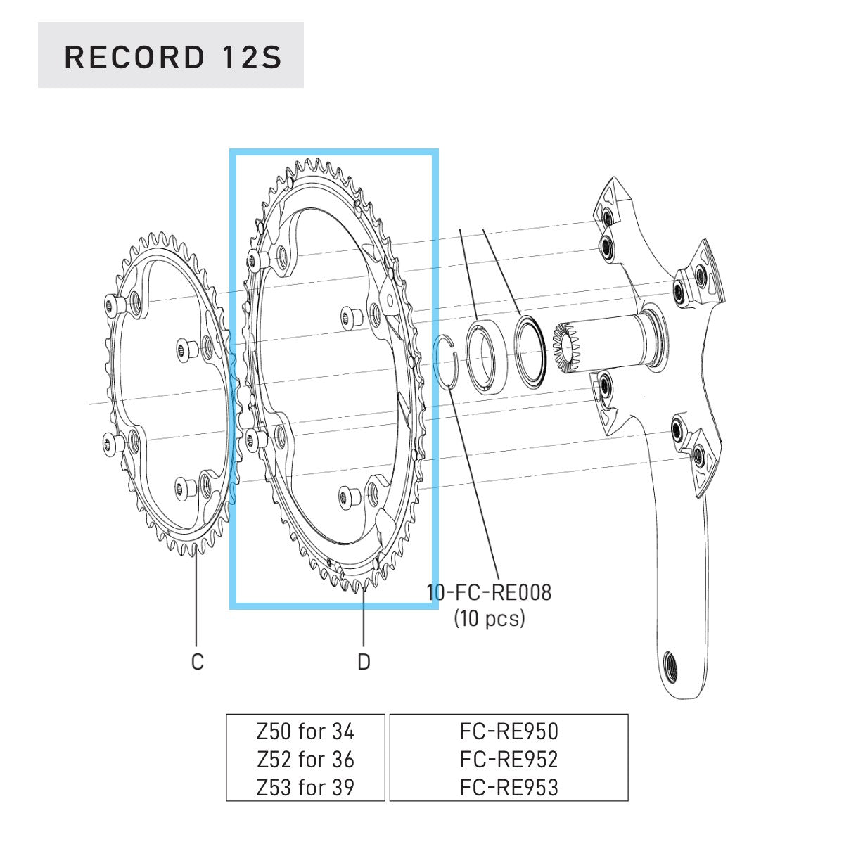 Yttre kedjehjul 12V CAMPAGNOLO RECORD