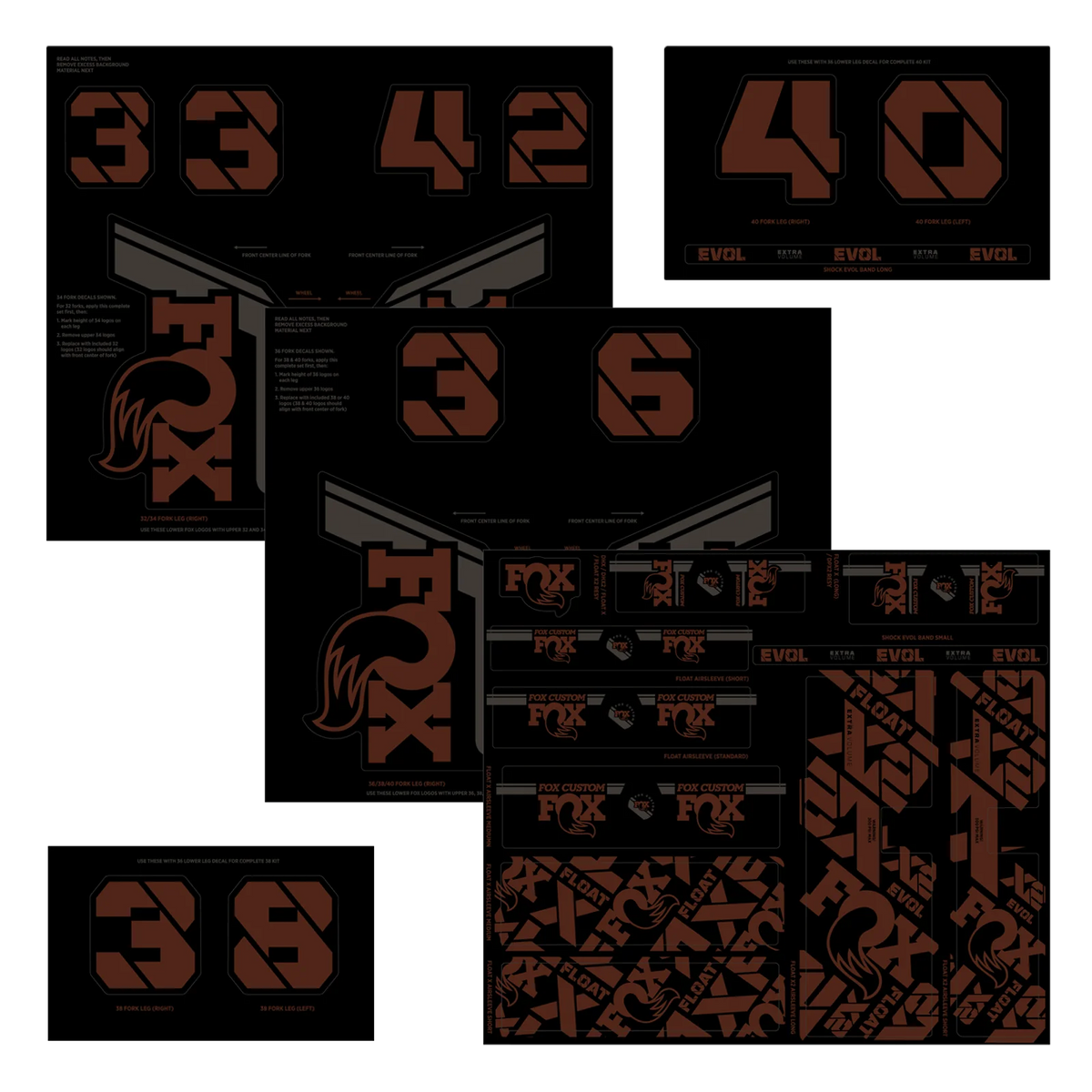FOX Fork and Shock Sticker Kit Brown