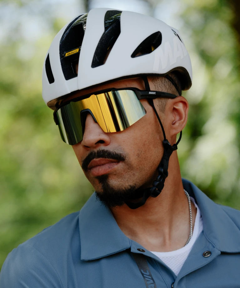 MAVIC MVS SHIELD Glasses Black Gold/Blue Lens