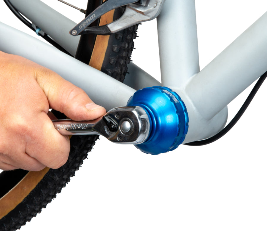 Park Tool GPS guide pin inserted into a bottom bracket