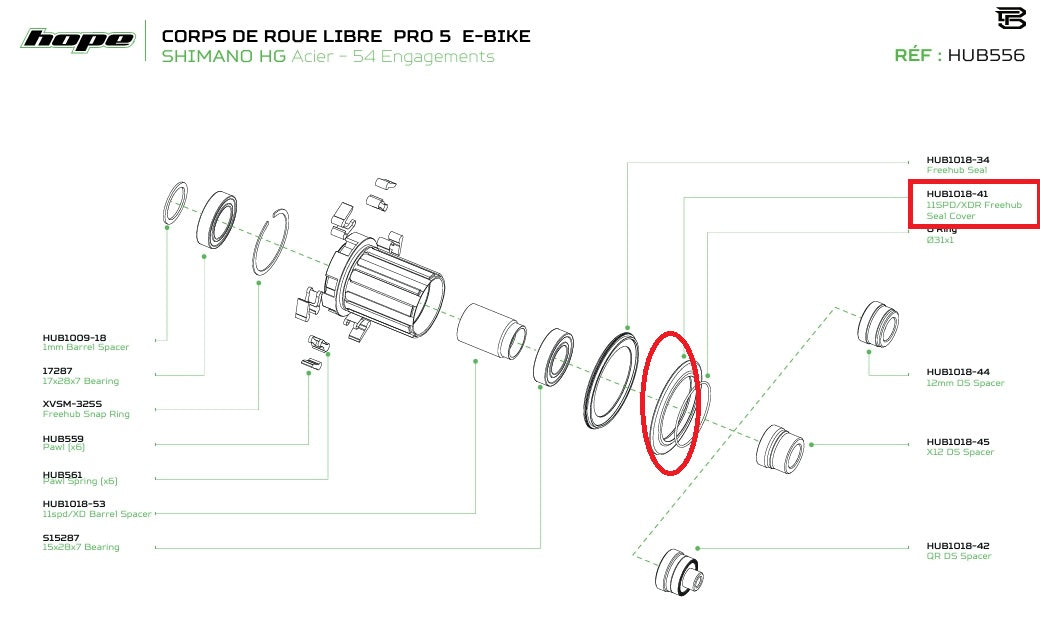 Tætningsdæksel til Frihjulskrop Nav HOPE PRO 5 Shimano HG