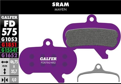 Halvmetalliska Bromsblock GALFER E-Bike Sram Maven