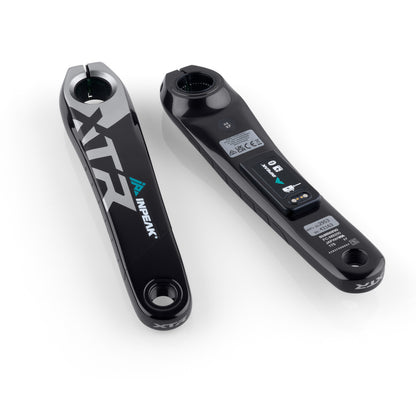 Vänster Shimano XTR M9200-vevarm med INPEAK POWERCRANK-E-effektmätare