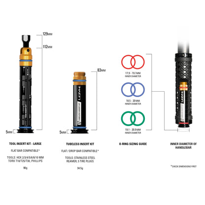 Κιτ Επισκευής Tubeless + Πολυεργαλείο L Ενσωματωμένο Τιμόνι LEZYNE DUAL