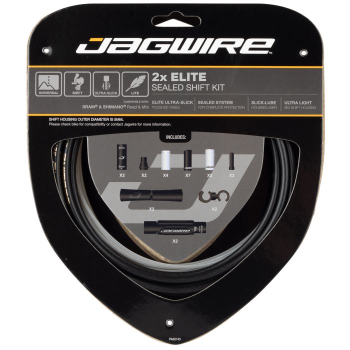 JAGWIRE 2x ELITE SEALED Derailleur Cable and Housing Kit Black