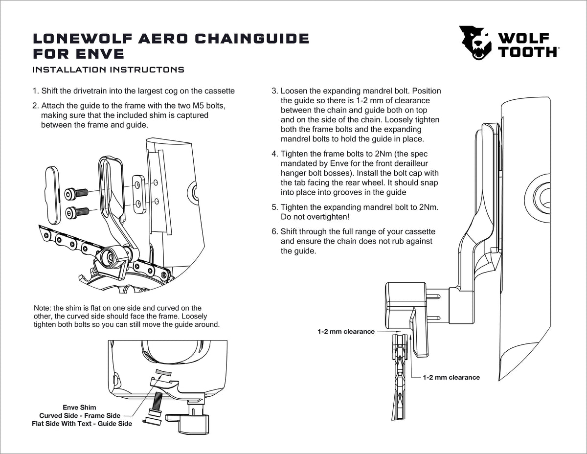 WOLFTOOTH LONEWOLF AERO Low Sweep Chain Guide for ENVE