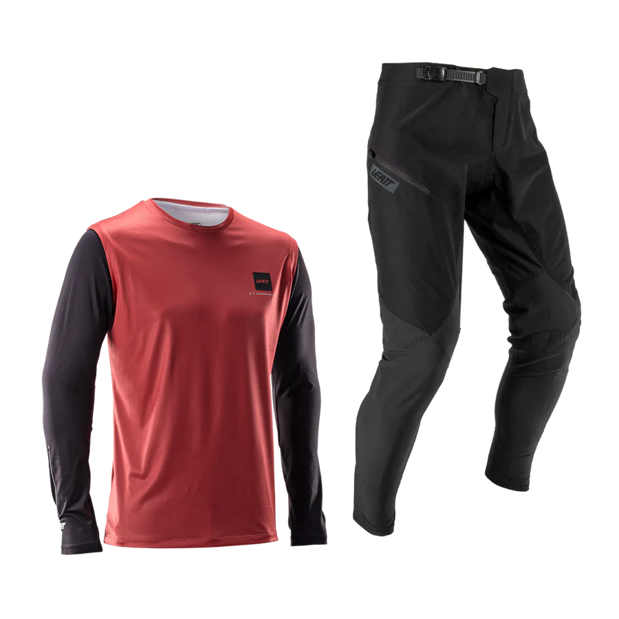 LEATT MTB GRAVITY 1.0 Junior Jersey + Trousers Kit Black/Red