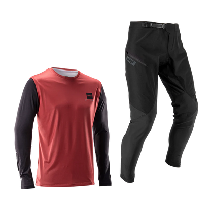 LEATT MTB GRAVITY 1.0 Jersey + Trousers Kit Black/Red
