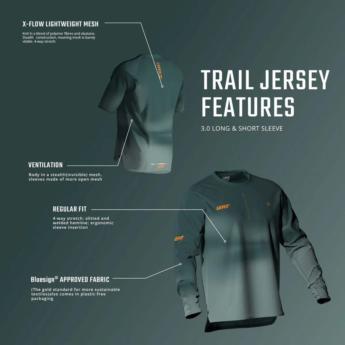Tröja LEATT MTB TRAIL 3.0 Kortärmad Vit
