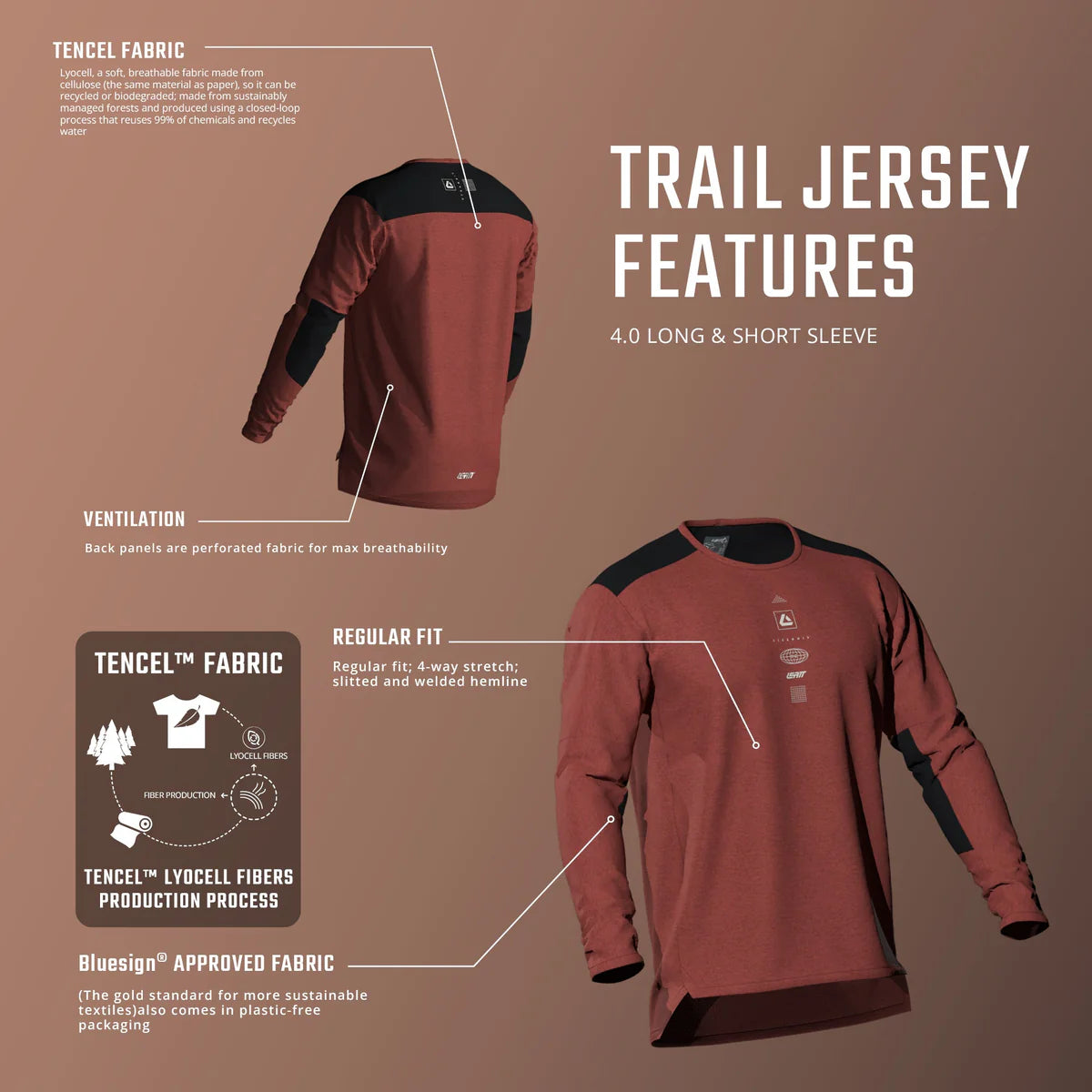 LEATT MTB TRAIL 3.0 Long Sleeve Jersey Brown