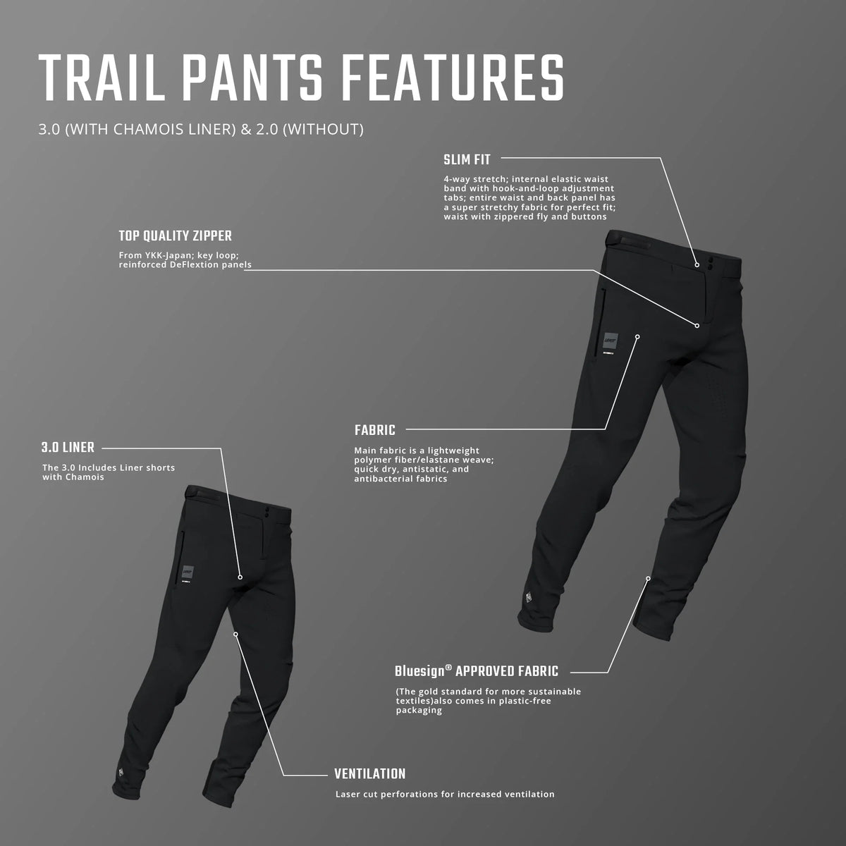 LEATT MTB TRAIL 3.0 LINER -housut Musta