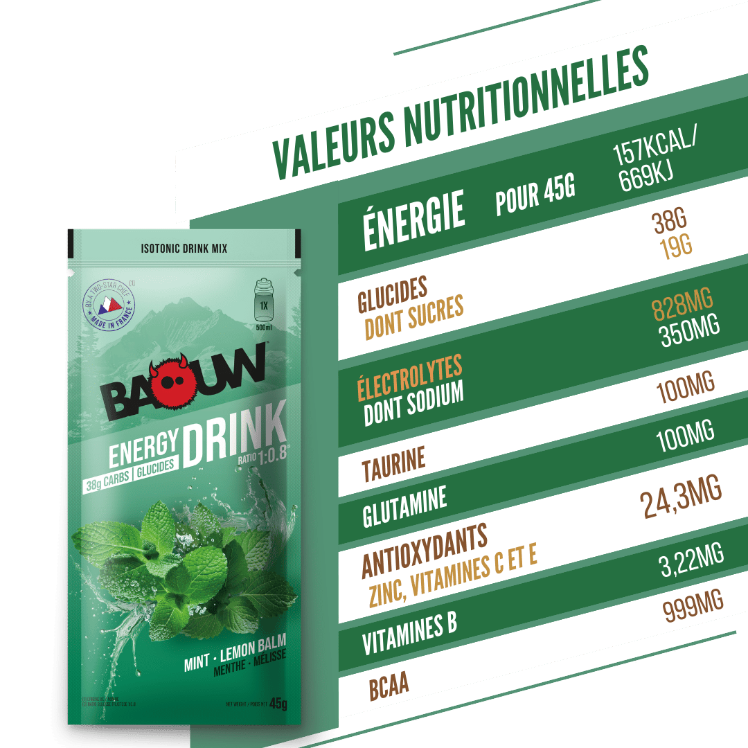Ενεργειακό Ρόφημα BAOUW ISOTONIC (45g) Μέντα/Μελισσόχορτο