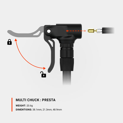 Cap pentru mai multe tipuri de valve LEZYNE MULTI CHUCK, negru