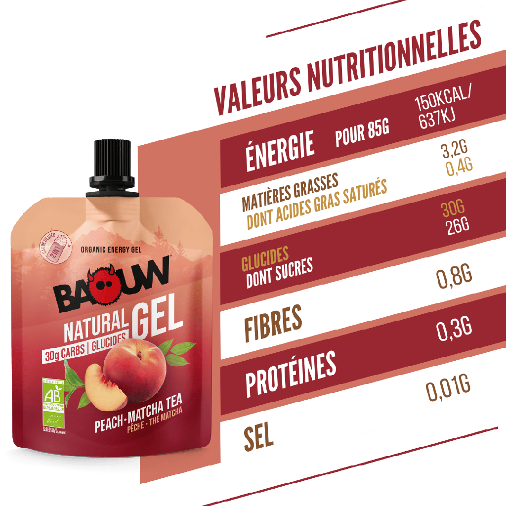 BAOUW BIO Persikka-Matcha-tee (85 g) -energiageeli