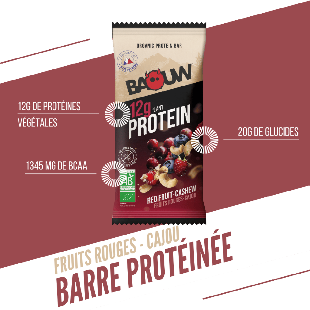 Proteinbar BAOUW BIO EXTRA Røde Frugter/Cashew (50g)