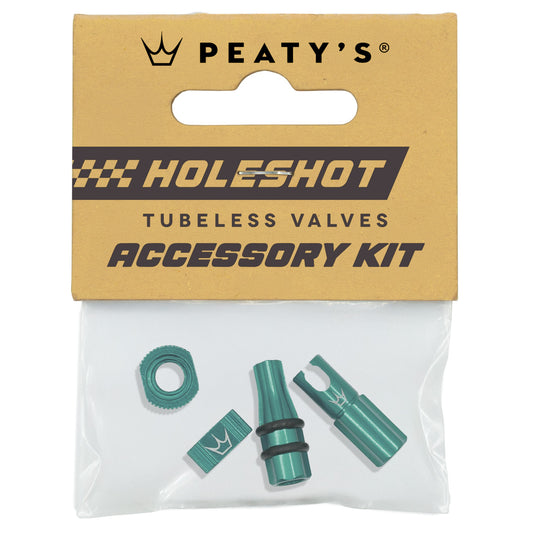 PEATY'S HOLESHOT FAST FLOW Valve Caps and Nuts Kit Green