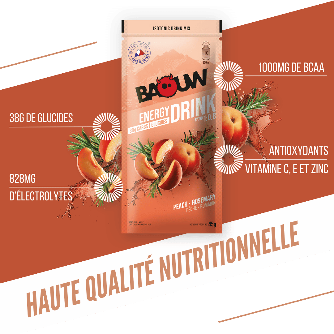 Napój Energetyczny BAOUW ISOTONIC (45g) Brzoskwinia/Rozmaryn