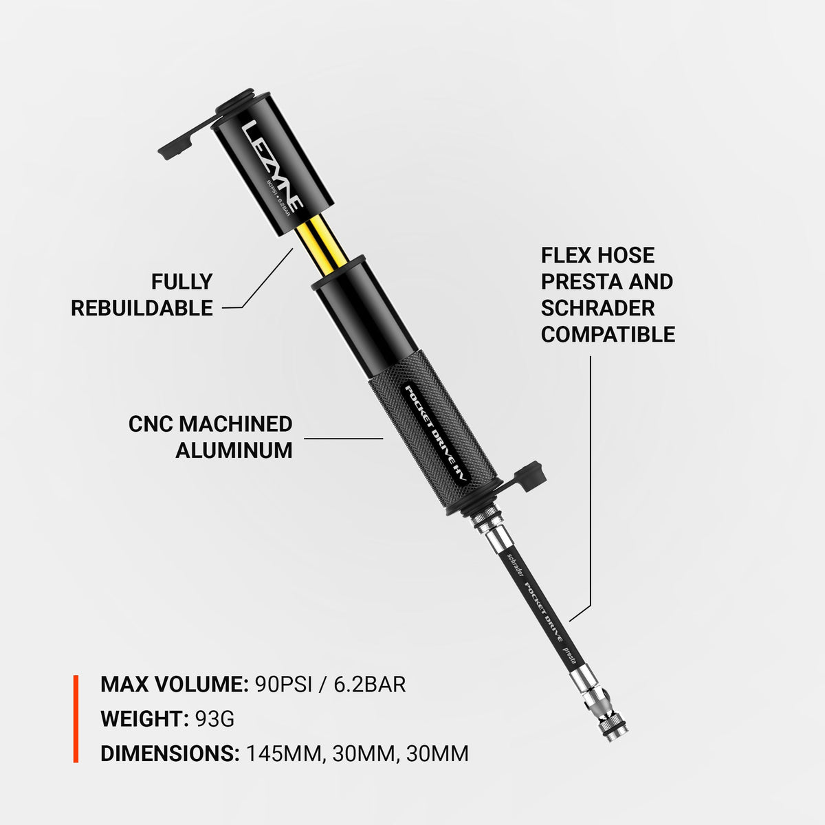 LEZYNE POCKET DRIVE HV LOADED Hand Pump Black
