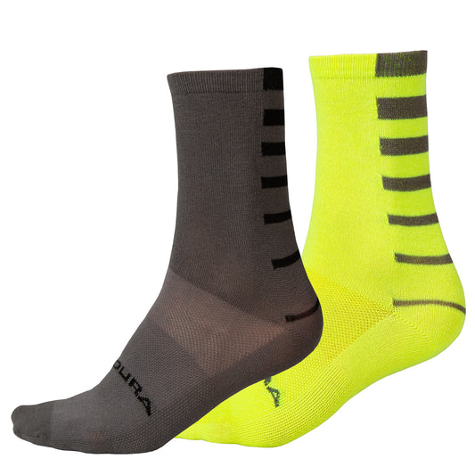 Sokken ENDURA COOLMAX STRIPE 2 Paar Geel/Grijs