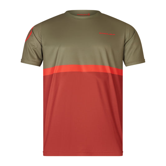 Dres ENDURA SINGLETRACK CORE TEE II Krátký Rukáv Khaki/Červený