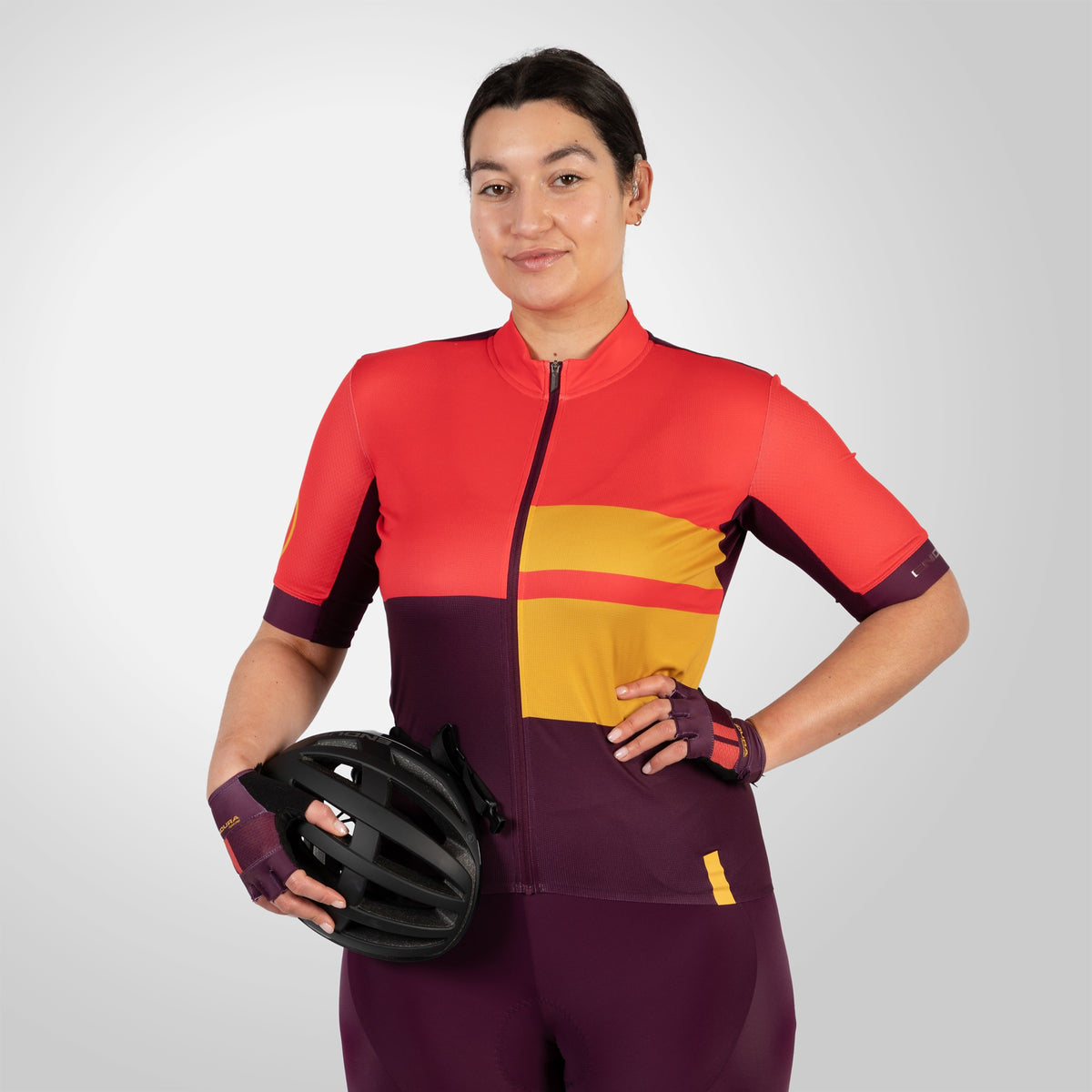 ENDURA FS260 PRINT Women's Short Sleeve Jersey Orange/Brown