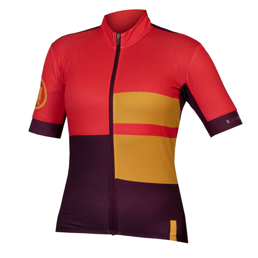 ENDURA FS260 PRINT Women's Short Sleeve Jersey Orange/Brown