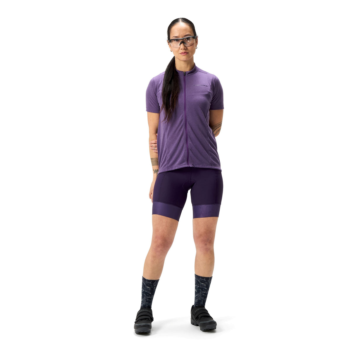 Shirt ENDURA LOOP ZIPPED Korte Mouwen Dames Paars