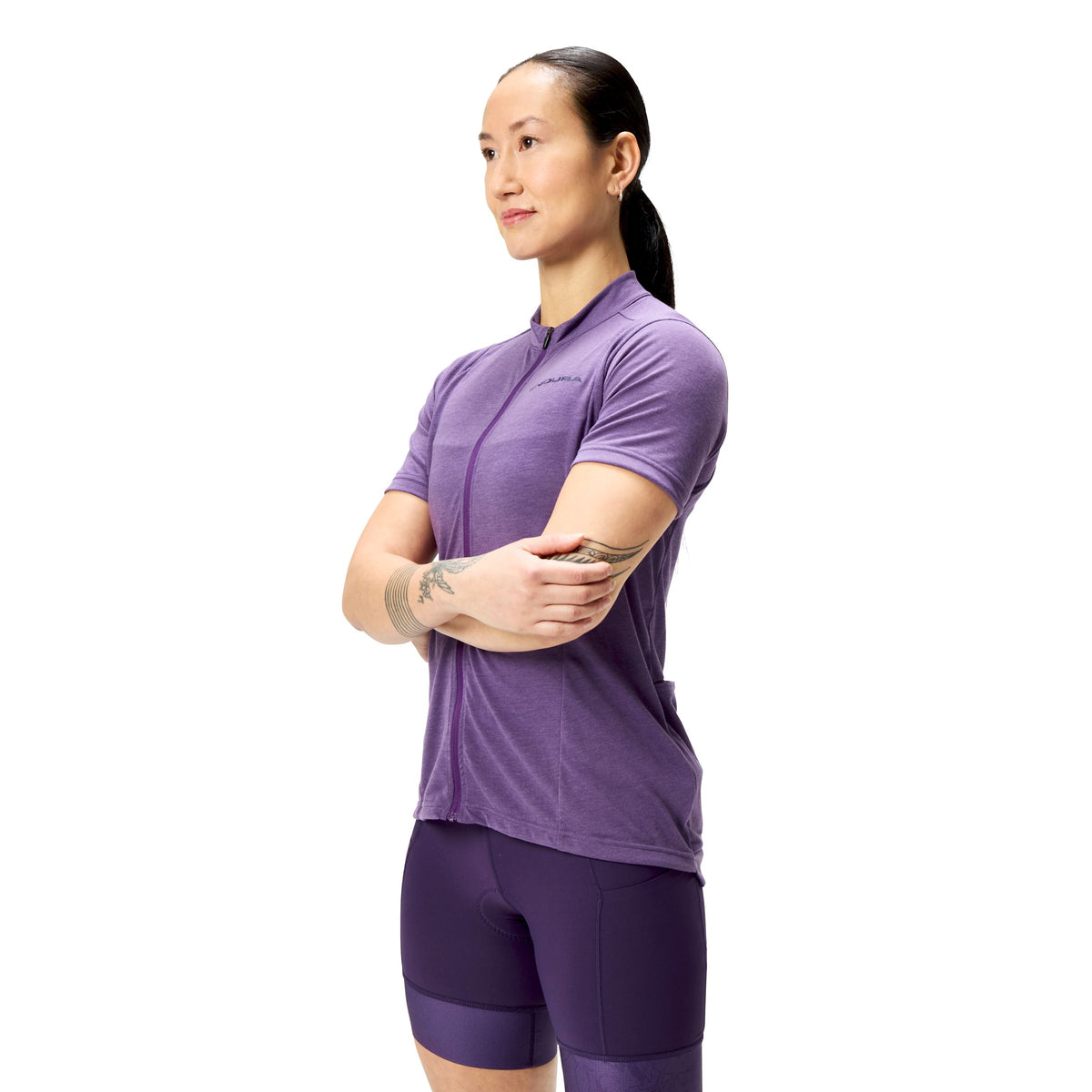 Shirt ENDURA LOOP ZIPPED Korte Mouwen Dames Paars